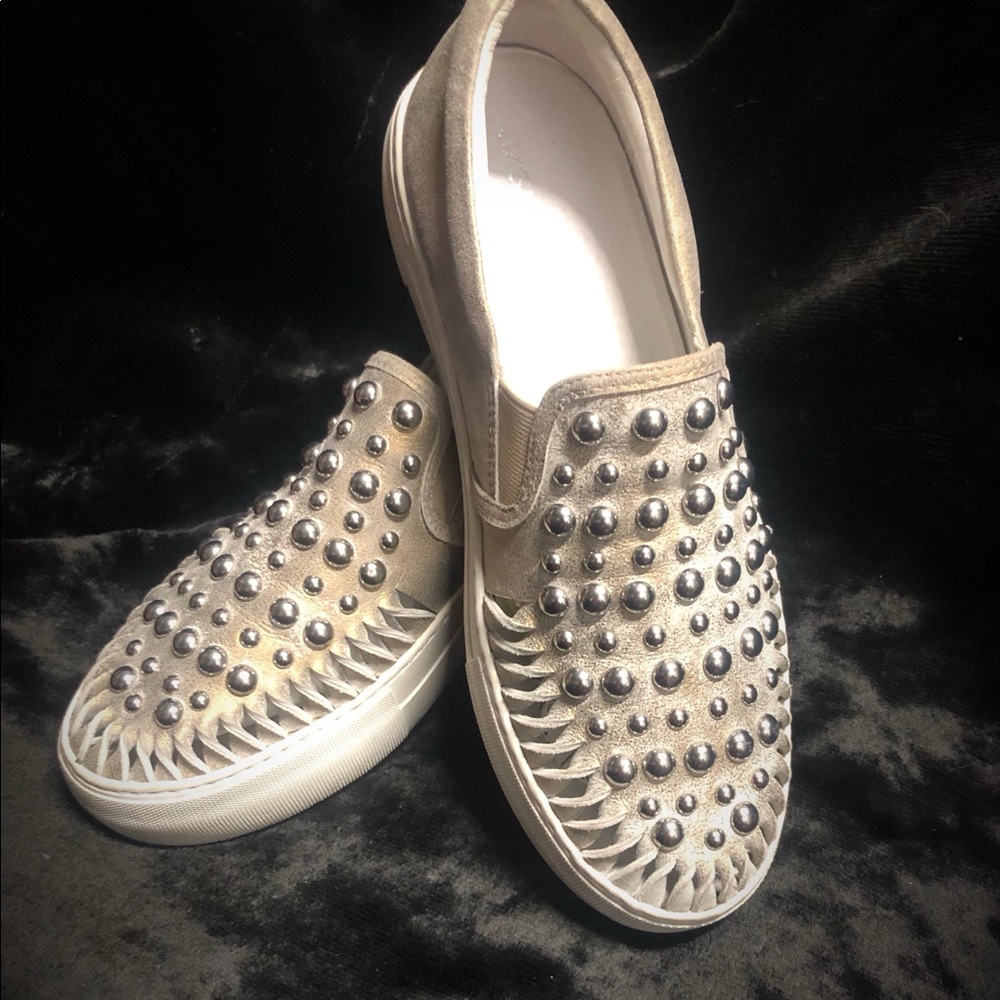 J Slides, AZT, Atom Metallic, Studded, Slip-On Sneakers